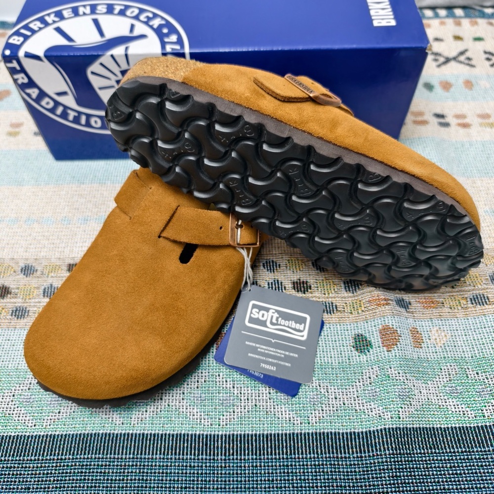Birkenstock Mink Boston Suede Shoes | Women's Narrow Fit - Picture 3 of 6